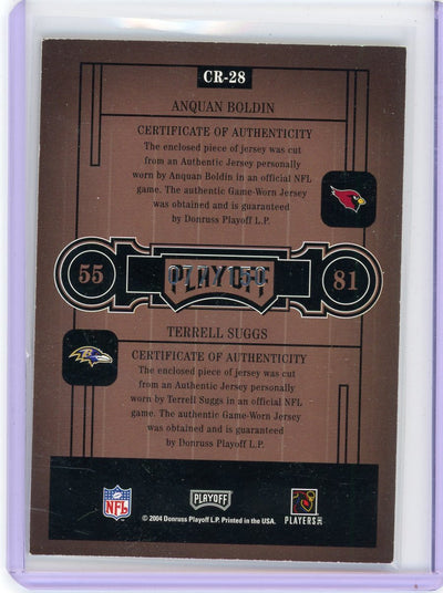 Anquan Boldin Terrell Suggs 2004 Donruss Playoff Honors Class Reunion double relic #'d 077/150