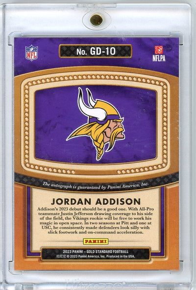 Jordan Addison 2023 Panini Gold Standard Golden Debuts Autograph #'d 81/99