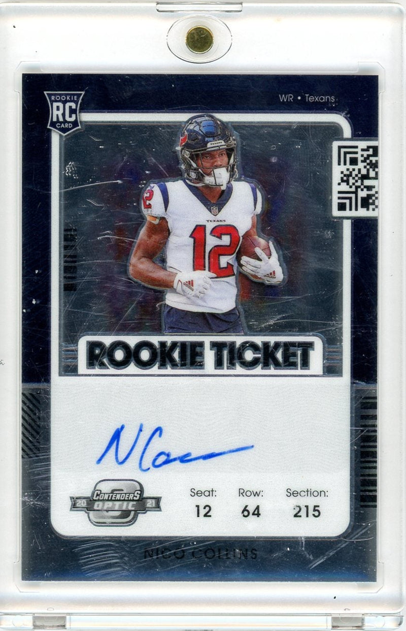 Nico Collins 2021 Panini Contenders Optic Rookie Ticket Autograph