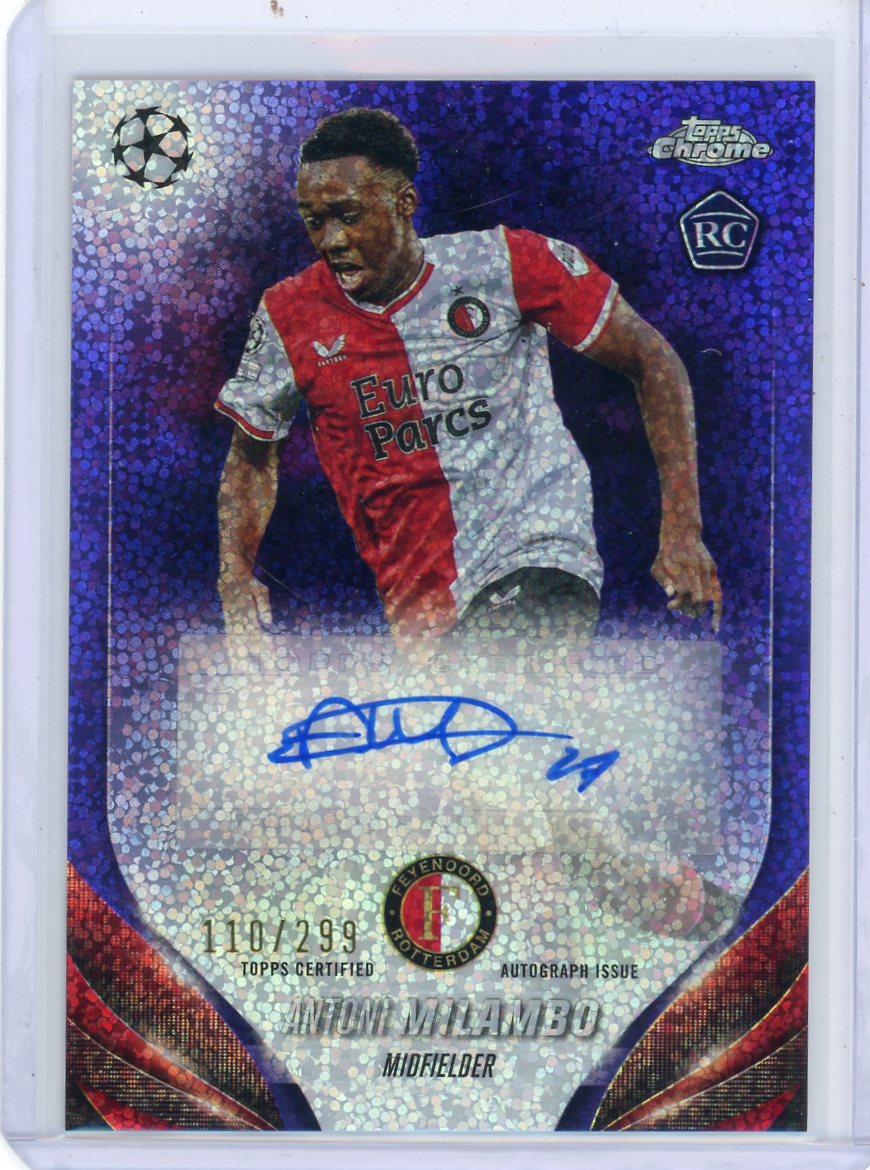 Antoni Milambo 2024 Topps Chrome UEFA purple mini diamond autograph rookie card #'d 110/299