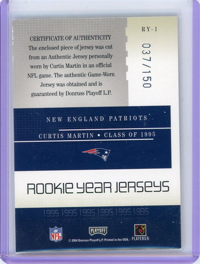 Curtis Martin 2004 Donruss Playoff Honors Rookie Year Jerseys auth. game-used relic #'d 037/150