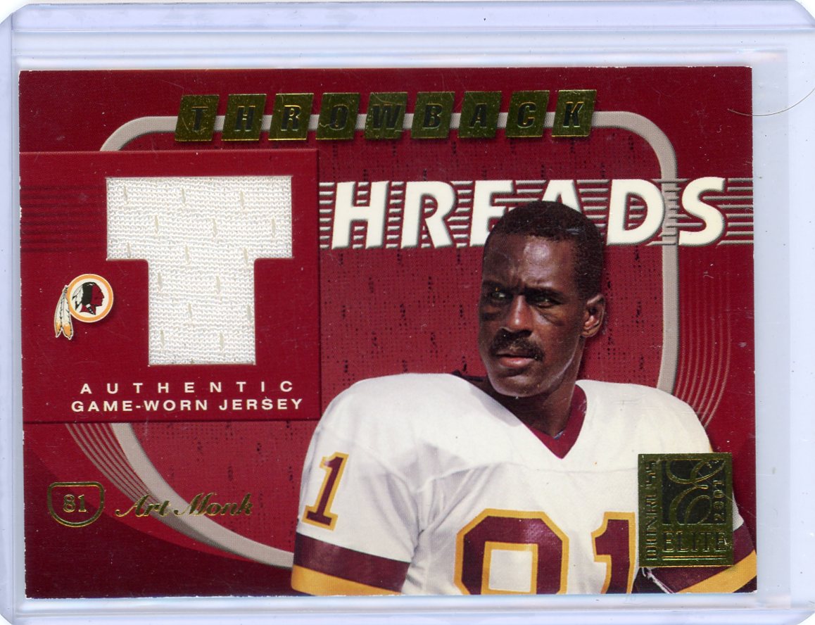 Art Monk 2001 Donruss Elite Throwback Threads auth. game-used jersey relic #'d 075/100