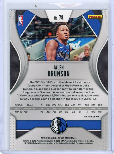 Jalen Brunson 2019-20 Panini Prizm Fast Break bronze prizm #'d 02/20