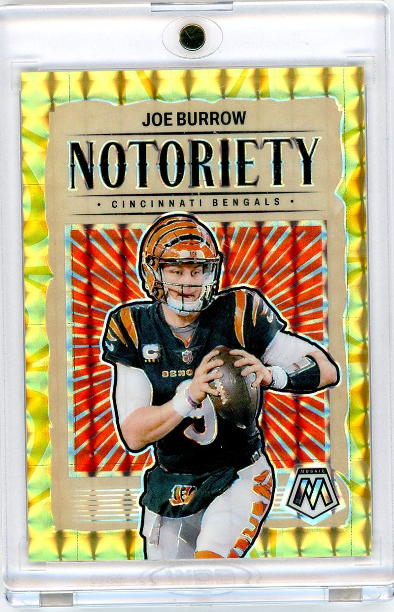 Joe Burrow 2024 Panini Mosaic Notoriety Mosaic Reactive Yellow 