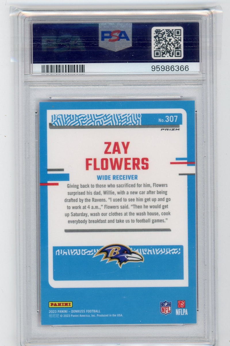 Zay Flowers 2023 Panini Donruss Optic Preview pink prizm rookie card PSA 10