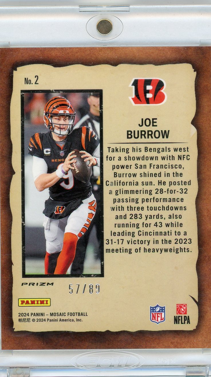Joe Burrow 2024 Panini Mosaic Notoriety Mosaic Reactive Yellow 