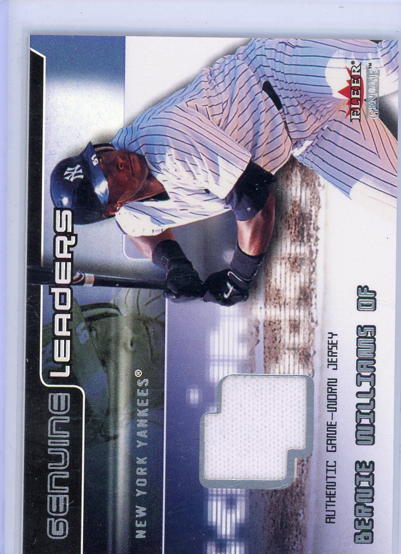 Bernie Williams 2002 Fleer Genuine Leaders game-used jersey relic