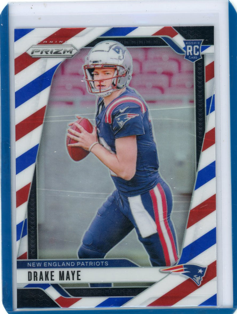 Drake Maye 2024 Panini Prizm Red White & Blue Rookie Card