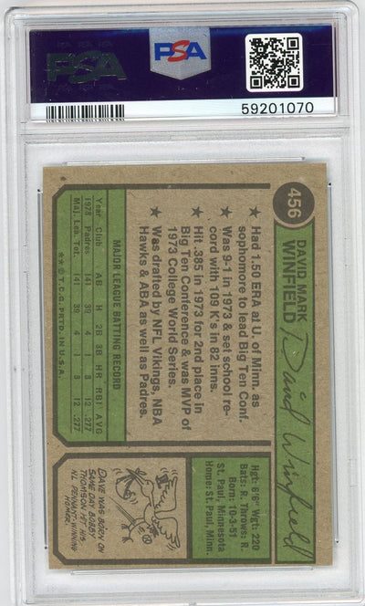 Dave Winfield 1974 Topps PSA 7 RC