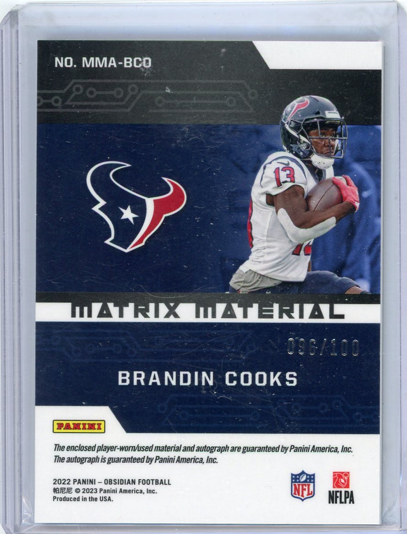 Brandin Cooks 2022 Panini Obsidian Matrix Material autograph relic 