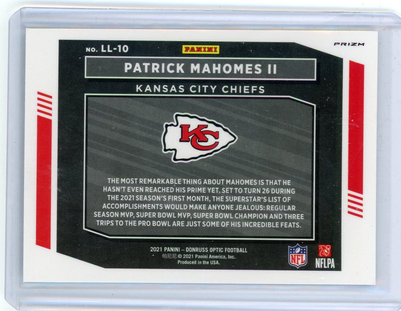 Patrick Mahomes II 2021 Panini Donruss Optic Legendary Logos silver holo