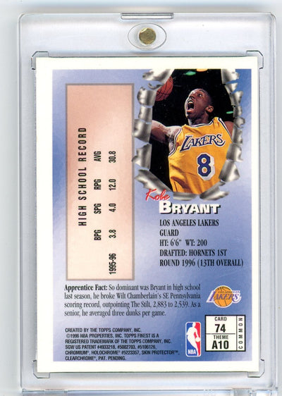 Kobe Bryant 1996 Topps Finest Rookie Card W/Peel