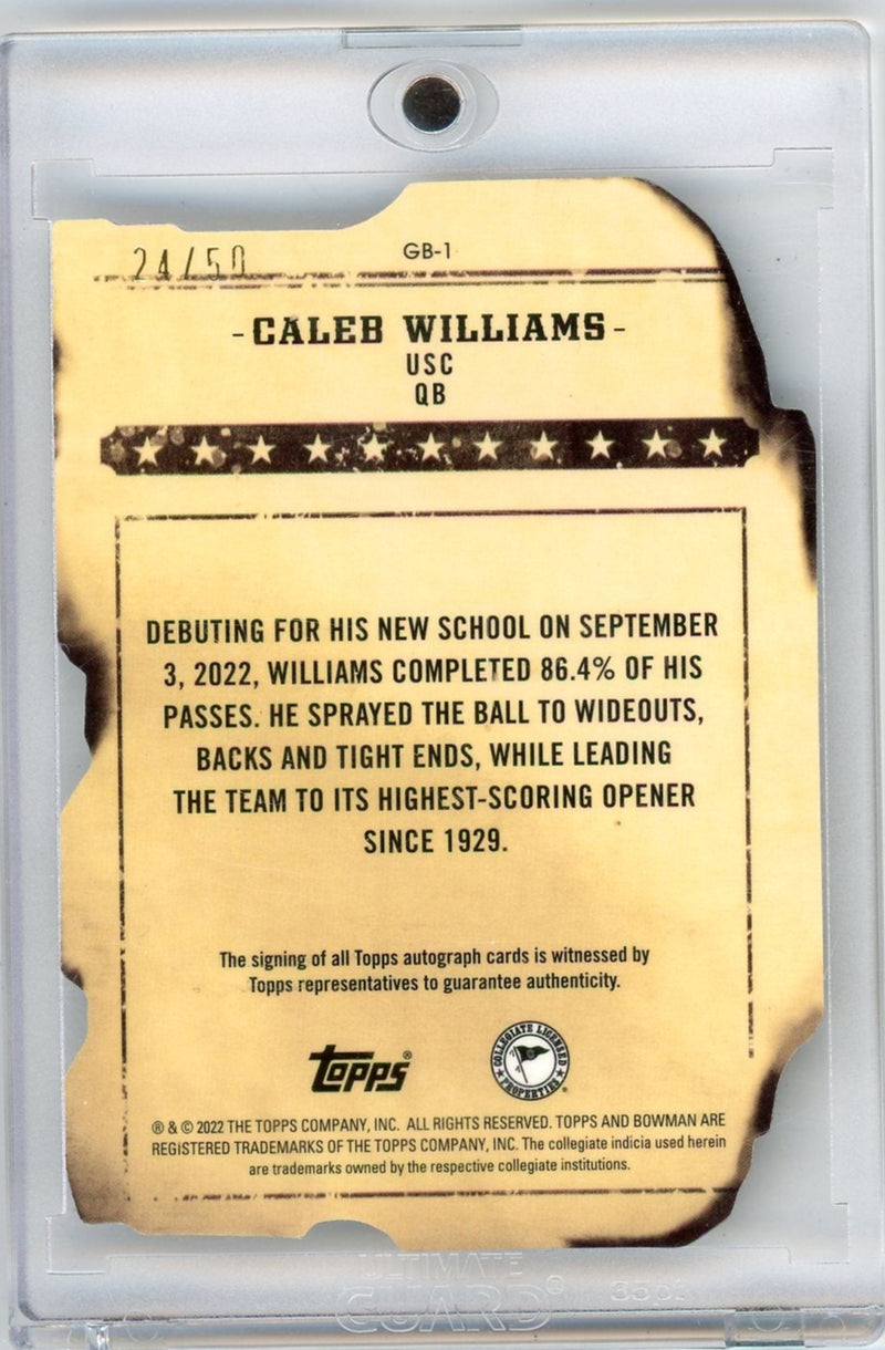 Caleb Williams 2022 Bowman University Best Gunslingers Autograph 