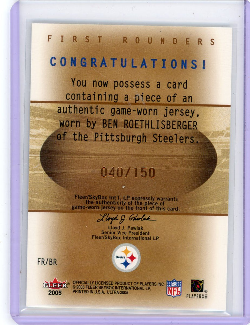 Ben Roethlisberger 2005 Fleer Ultra First Rounders Jersey patch 