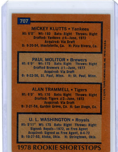 1978 Topps Rookie Shortstops #707