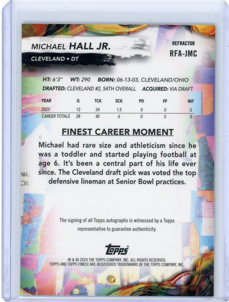 Michael Hall Jr. 2024 Topps Finest refractor autograph rookie card