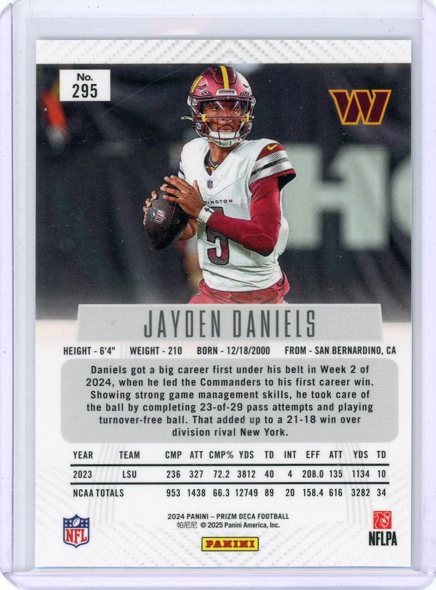 Jayden Daniels 2024 Panini Prizm Deca rookie card