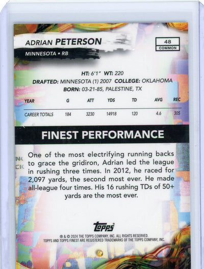 Adrian Peterson 2024 Topps Finest Oil Spill refractor #'d 06/20