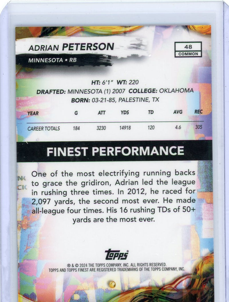 Adrian Peterson 2024 Topps Finest Oil Spill refractor 