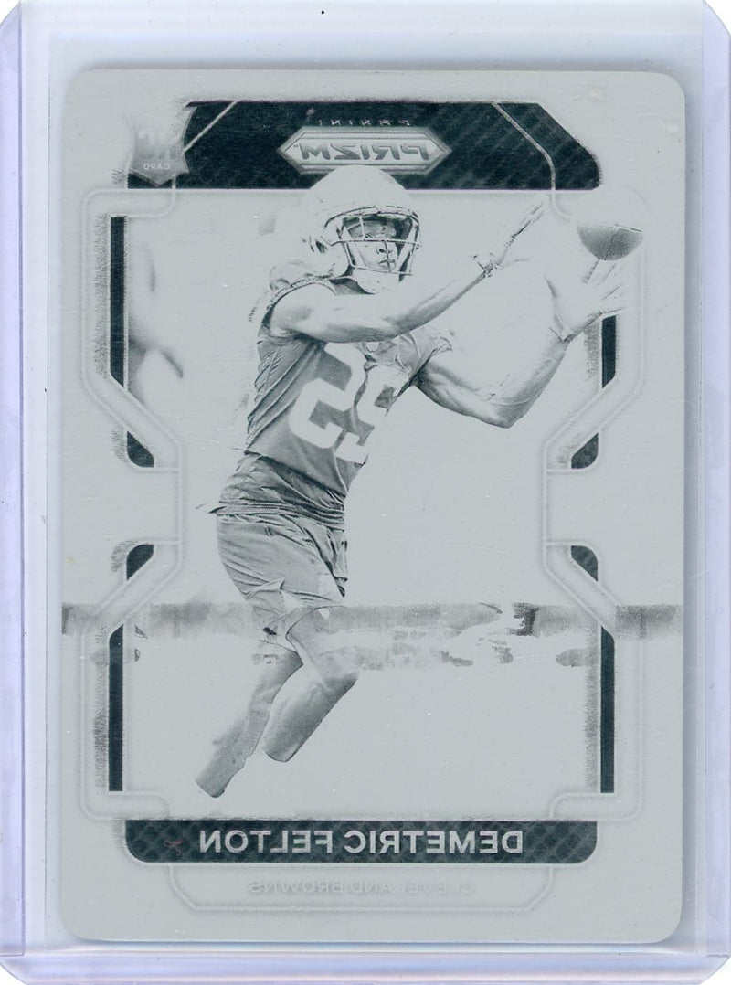 Demetric Felton 2021 Panini Prizm Rookies Black Printing Plate rookie card 