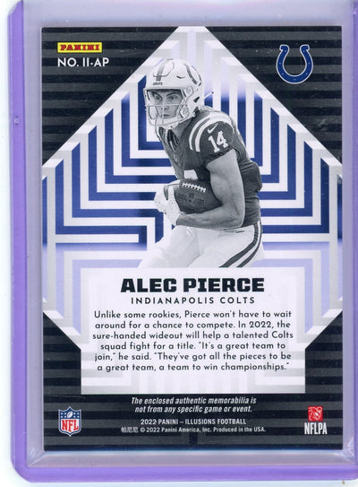 Alec Pierce 2022 Panini Illusions Instant Impact jersey relic rookie card #'d 20/25