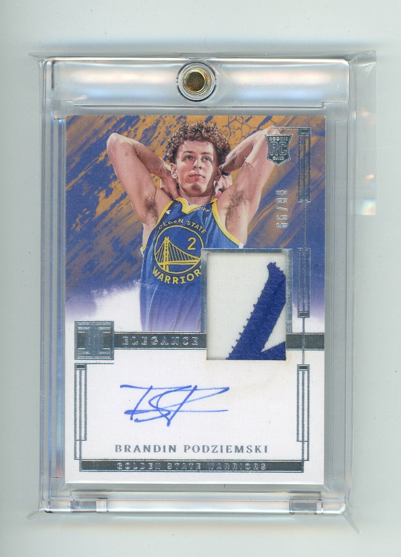 Brandin Podziemski 2023 Panini Impeccable Elegance Rookie Patch Autograph 
