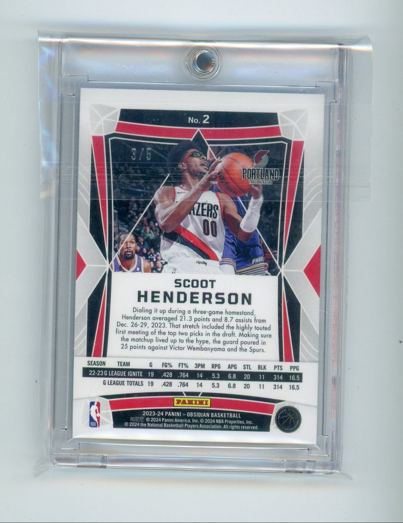Scoot Henderson 2023 Panini Obsidian Deep Sea Etch Rookie 