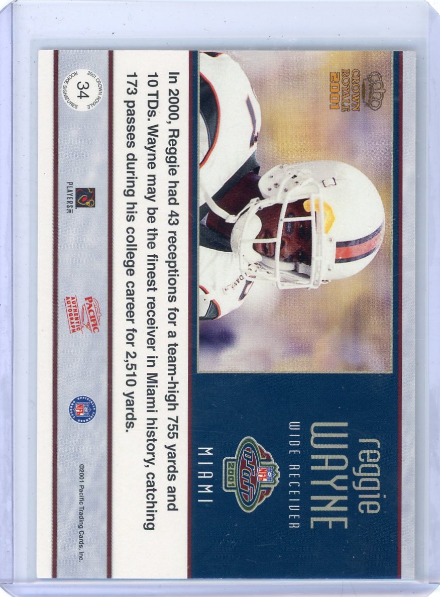 Reggie Wayne 2001 Pacific Rookie Signatures autograph rc #'d 168/500