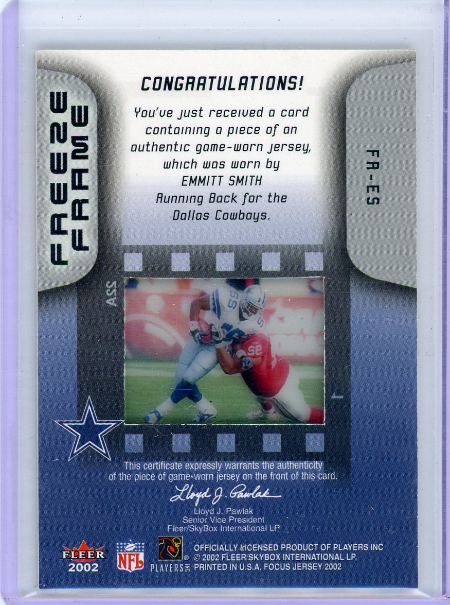 Emmitt Smith 2002 Fleer Freeze Frame jersey relic