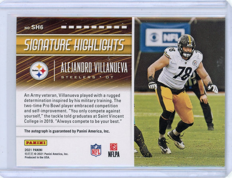 Alejandro Villanueva 2021 Panini Signature Highlights cracked ice autograph