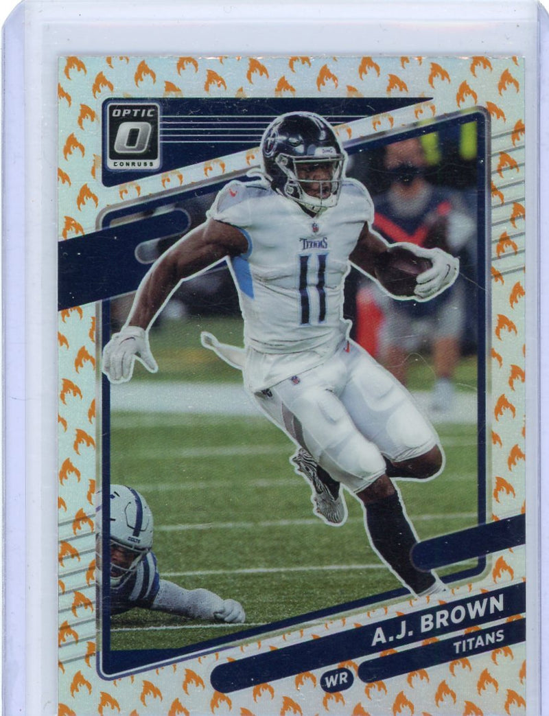 AJ Brown 2021 Panini Donruss Optic fire emoji holo SP