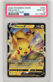 Pikachu V 2020 Pokemon Vivid Voltage rare holo #043/185 PSA 10