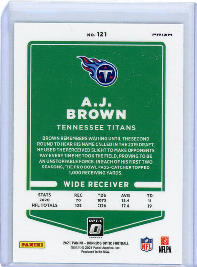 AJ Brown 2021 Panini Donruss Optic fire emoji holo SP