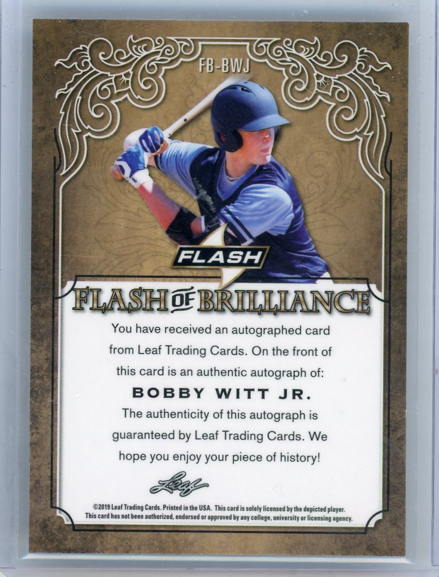 Bobby Witt Jr. 2019 Leaf Flash of Brilliance autograph