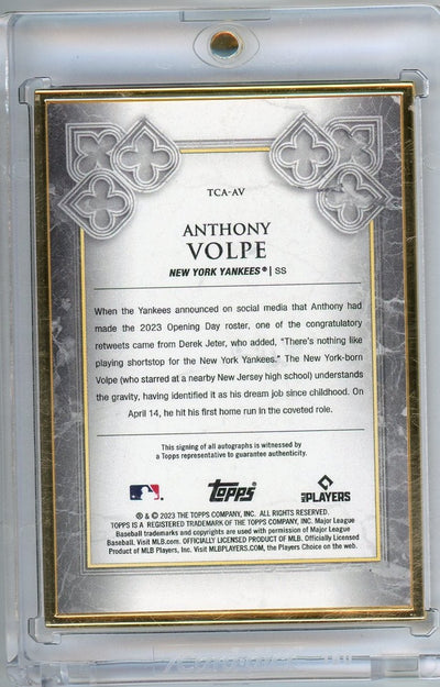 Anthony Volpe 2023 Topps Transcendent Rookie Autograph Gold Framed #'d 07/10