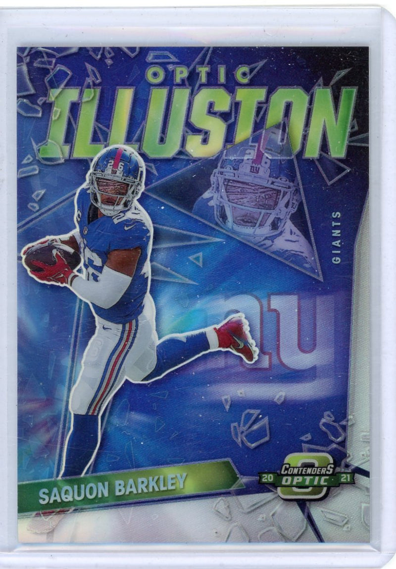 Saquan Barkley 2021 Panini Contenders Optic Optic Illusion silver holo SP