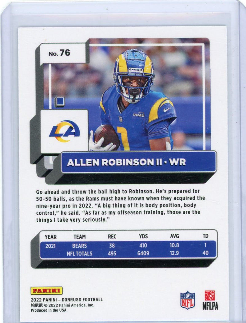 Allen Robinson II 2022 Panini Donruss no name holo SP