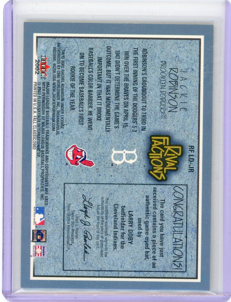 Larry Doby Jackie Robinson 2002 Fleer Fall Classic Doby bat relic