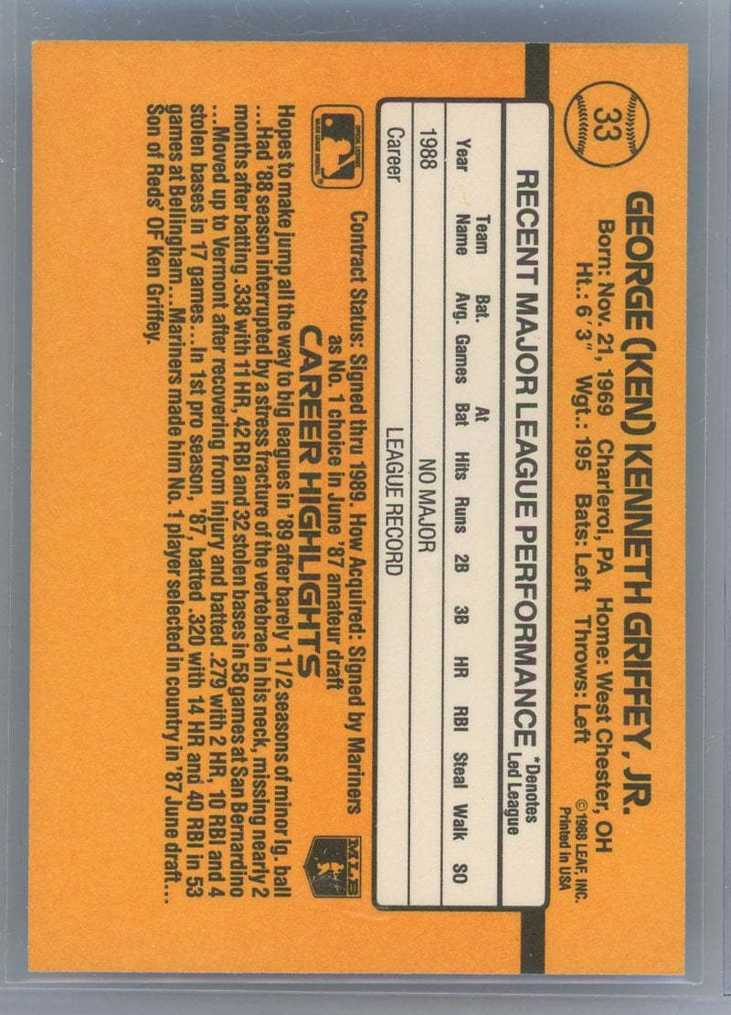 Ken Griffey Jr. 1989 Donruss Rated Rookie 
