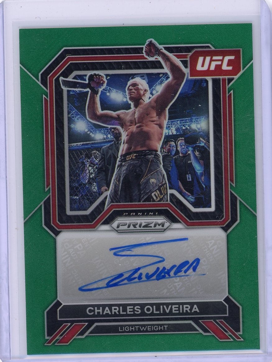 Charles Oliveira 2023 Panini UFC Prizm Green Superstar Autograph