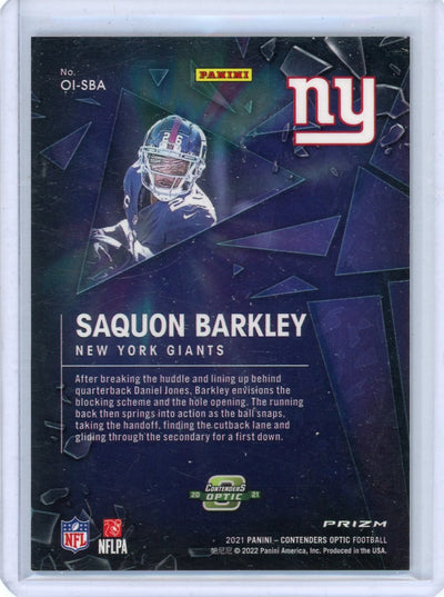 Saquan Barkley 2021 Panini Contenders Optic Optic Illusion silver holo SP