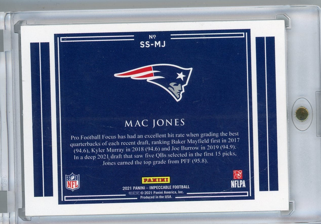 Mac Jones 2021 Panini Impeccable Silver Bar Rookie