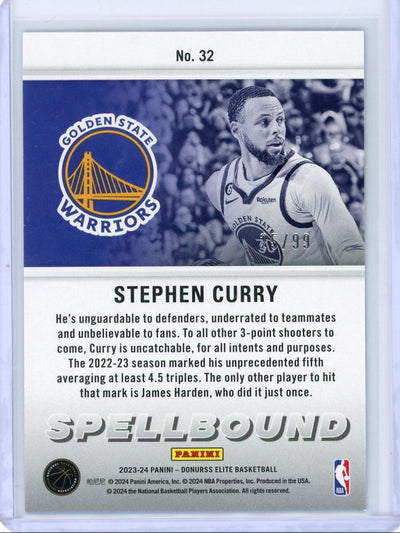 Stephen Curry 2023-24 Panini Elite Spellbound "U" Blue #'d 25/99