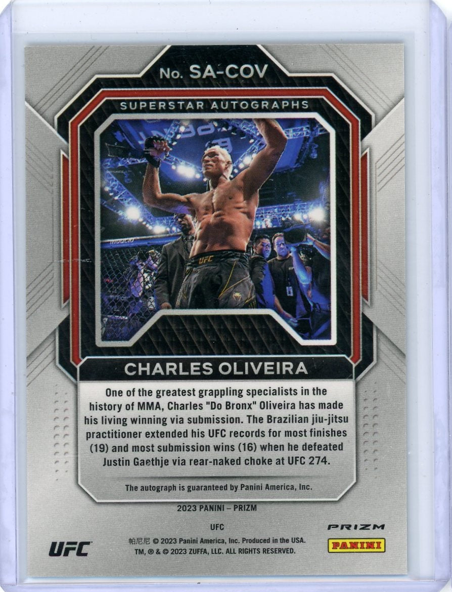 Charles Oliveira 2023 Panini UFC Prizm Green Superstar Autograph
