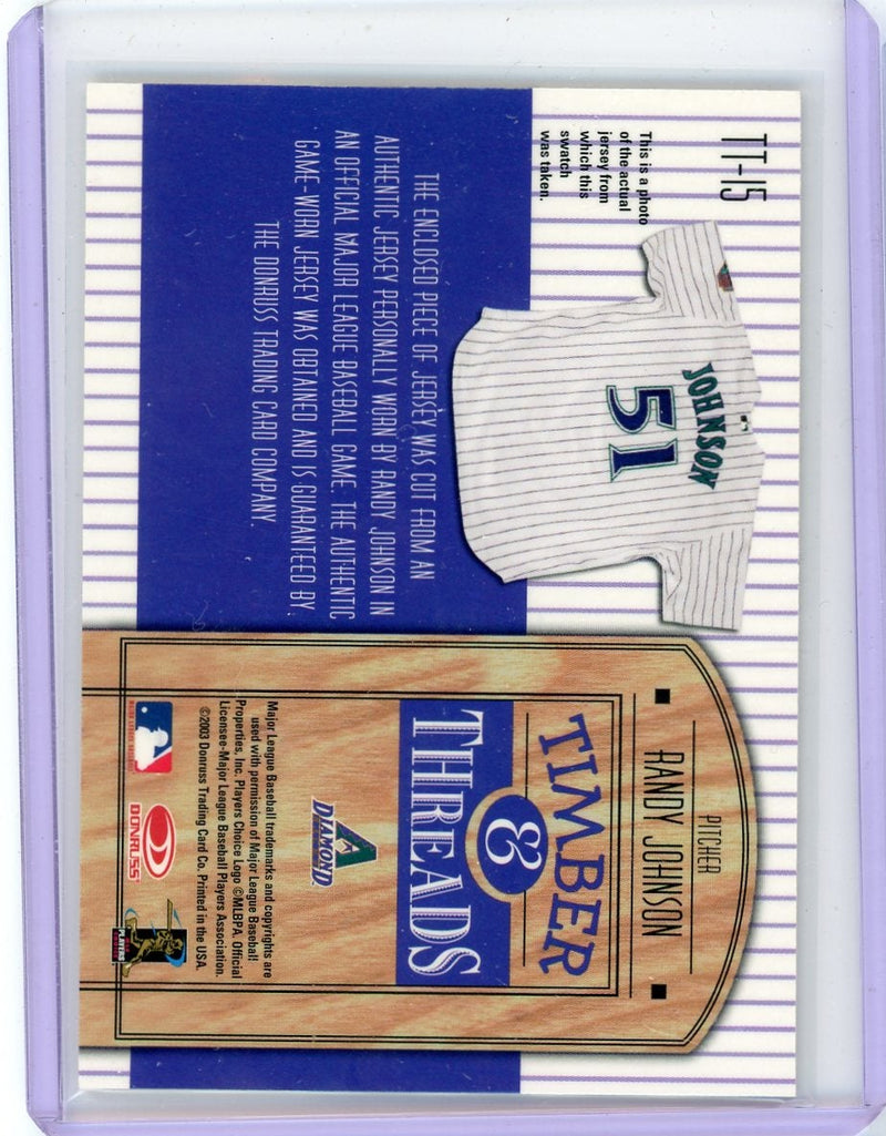 Randy Johnson 2004 Donruss Timber & Threads game-used jersey relic