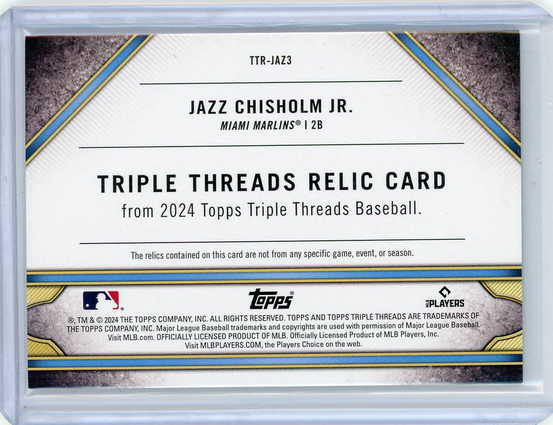 Jazz Chisholm Jr. 2024 Topps Triple Threads game-used jersey relic 