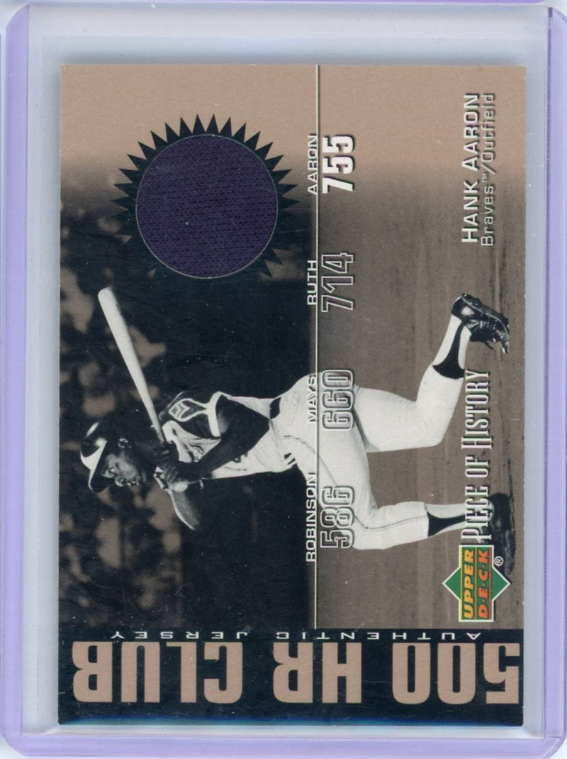 Hank Aaron 2002 Upper Deck Piece of History 500 HR Club game-used jersey relic