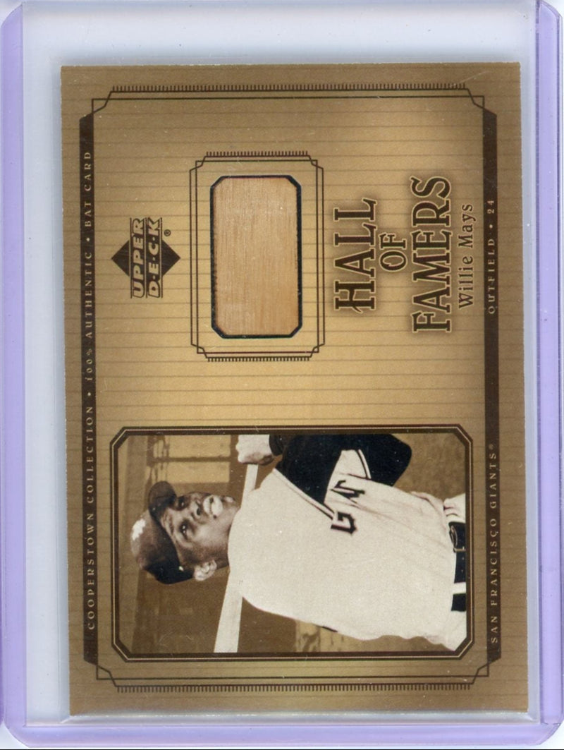 Willie Mays 2001 Upper Deck Cooperstown Collection HoF bat relic