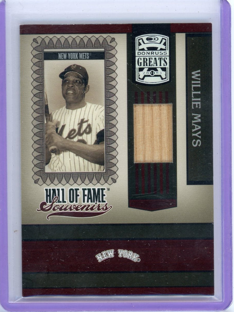 Willie Mays 2005 Donruss Playoff Greats HoF Souvenirs game-used bat relic