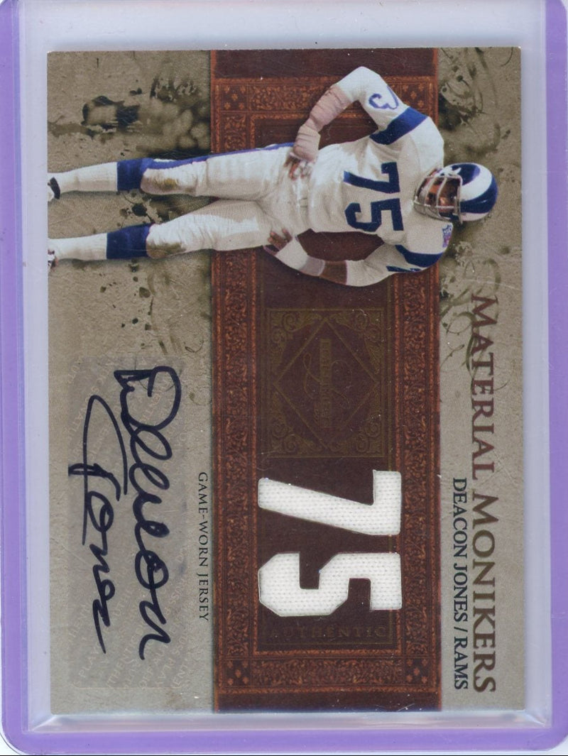 Deacon Jones 2007 Donruss Playoff Leaf Limited Material Monikers autograph game-used relic 